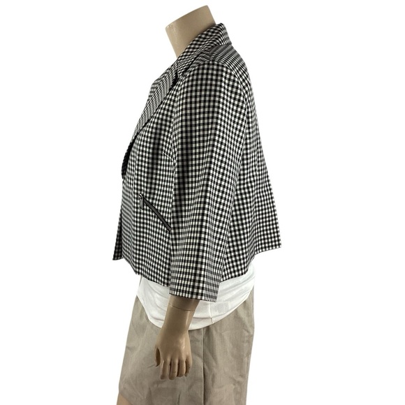 Sejour Gingham Crop Jacket Black White Size16W - Picture 4 of 7